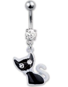 Freaky Kitty Navelpiercing - Svart/vit