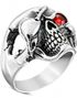 Pirate Skull - Silverfärgad Stålring med Röd CZ Sten