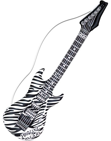 Zebramönstrad Uppblåsbar Vit och Svart Elgitarr - 105 cm