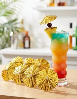 10 St Cocktailparaplyer 10 cm - Guld