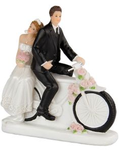 Brudpar På Cykel - Tårttopp 11 cm