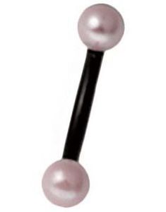 Svart Banan Ögonbrynspiercing med Rosa Pärlor- 1.2 x 8 mm