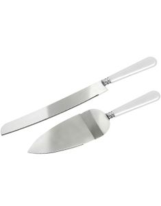 Tårtkniv och Spade med Vitt Skaft