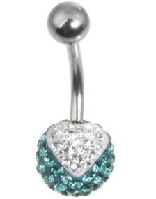 Sparkling Heart Navelpiercing - Turkos/Vit