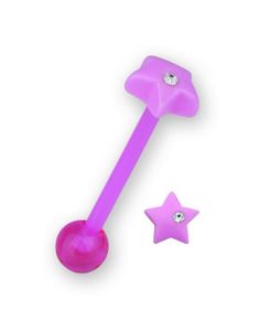 Star With Stone Pink - Tungpiercing