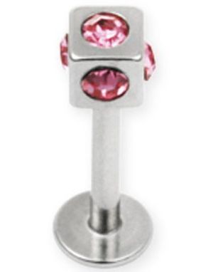Tuff Labret med Fyrkantig Kula med Rosa Stenar