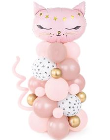 Rosa Katt Ballongskulptur Sett med 63 Deler 83x140 cm