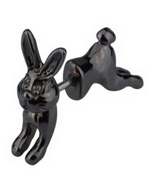 Fejkpiercing med 3D-formad Kanin - Svart