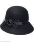Svart 20-tals Flapper Hatt med Band och Blomma