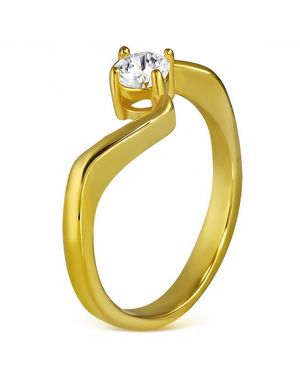 Perfect Moment - Guldfärgad Ring i Kirurgisk Stål med CZ Sten