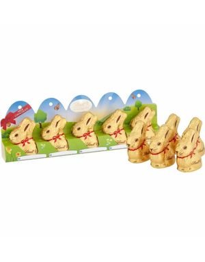 5 pk Lindt Gold Bunny - Gavepakke med 5 Melkesjokolade Kaniner