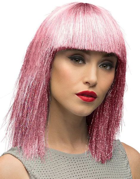 Crazy Pink - Skinnende Rosa Parykk