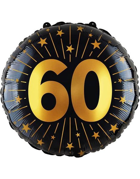 60-års Firande - Svart och Guld Folieballong 46 cm