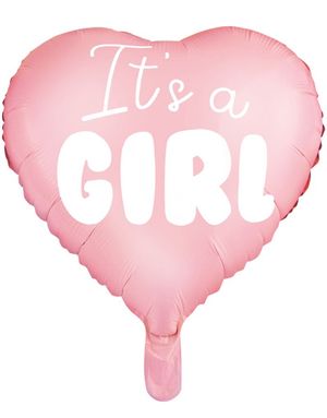 Its a Girl - Rosa Hjärtformad Folieballong 48 cm