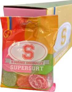 18 st S brand Supersurt Orginal 80g - Hel låda 1440g
