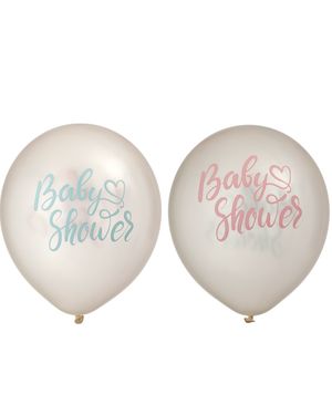 6 stk Rosa och Blå Babyshower Ballonger 30 cm