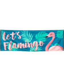 Stor Posterflaggs Banner 220x74 cm - Flamingo Gold