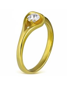 Romance - Guldfärgad Ring i Kirurgisk Stål med CZ Sten