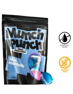 Crunch Punch Blue Starballs - Pose med Frysetørket Godteri 100 gram