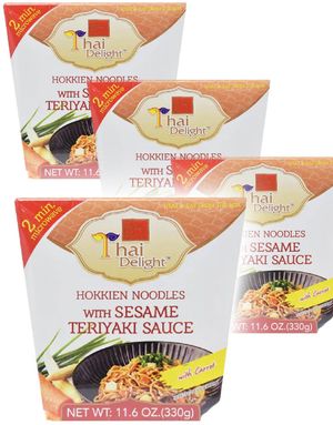 6 st Thai Delight Mikronudlar - Hokkien Noodles med Sesam Teriyaki Sauce - Hela Låda 1,98 kg (Thailand)