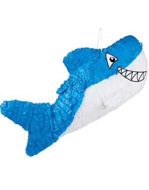 Blå och Vit Grinande Haj Pinata 60x27x10 cm