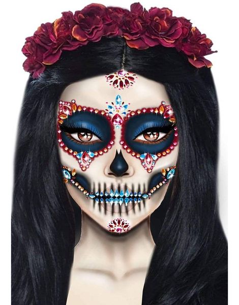 Day Of the Dead Färgglada Ansiktsstenar / Smycken 