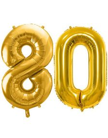 80 års ballonger - 86 cm guld