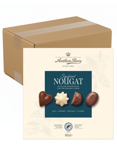 ÄT SNART PRODUKT - 10 st Anthon Berg Betydande Nougat - Lådor Med Olika Nougatchoklad - Hela Lådan 1,67 kg