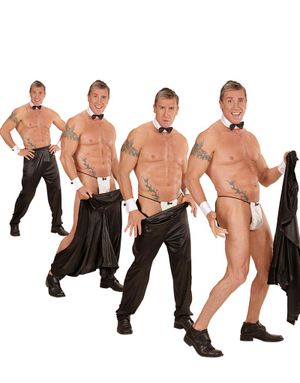 Svart Stripper Kostymbyxa Till Man