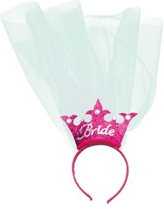 Rosa Diadem med Brud-Krona och Slöja