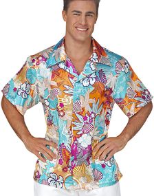 Blå Hawaiiskjorta med Blomstermotiv