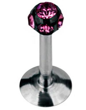 Diamond Ball Labret - Svart/Rosa