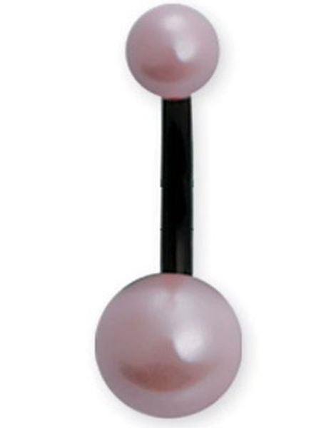 Svart Navelpiercing med Rosa Pärlor