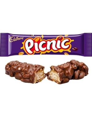 Cadbury Picnic Chocolate Bar - Choklad med Karamell, Jordnöt, Russin och Crisp 48,4 gram