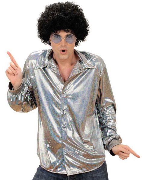 Holografisk Discoskjorta - Silverfärgad