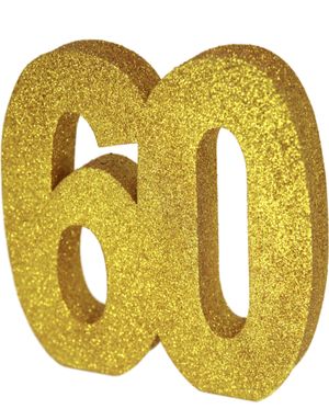 Guldfärgad Glittrande 60 År Bordsdekoration 20 cm