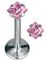 Labrett Piercing med Fyrkantig Rosa Sten
