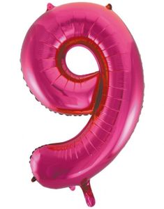 Talet 9 - Rosa JUMBO Folieballong 86 cm
