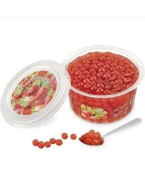 Fruit Pearls Strawberry - Jordbær Gelekuler til Boba/Bubble Tea 450 gram