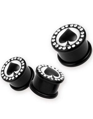 Spader Inramad med Klara Stenar - Svart Piercing Plugg