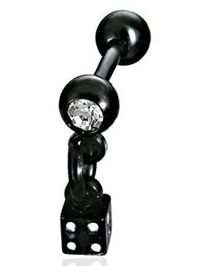 Hanging Dice - Svart Fejkpiercing