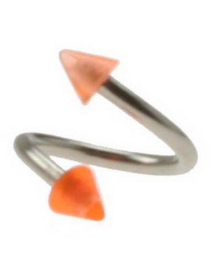 Curve Ögonbrynspiercing med Orange Spikes - 1.2 x 8 mm