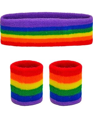 Regnbågsfärgat Svettband Set 3 Delar