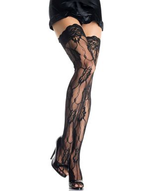 Rose Lace - Svarta Strumpor med Spetskant