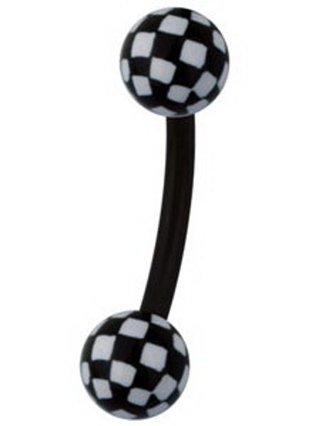 Ögonbrynspiercing med Schackmönster - Svart/Vit - 1.2 x 8 mm