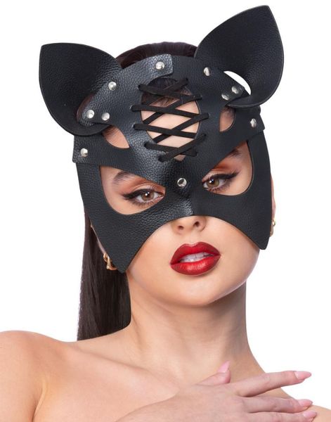 Sexy Svart Kattemaske med Nagler