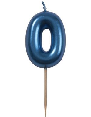 Tallet 0 - Metallisk Blått Kakelys - Liten 5 cm