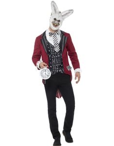 Scary White Rabbit Herrdräkt med Mask