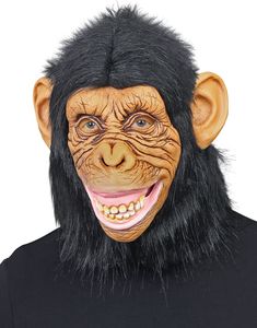 Heltäckande Chimpans Latexmask med Fuskpäls 