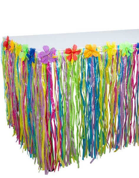Flerfärgad Hawaii Bordskjol med Blommor 300x75 cm